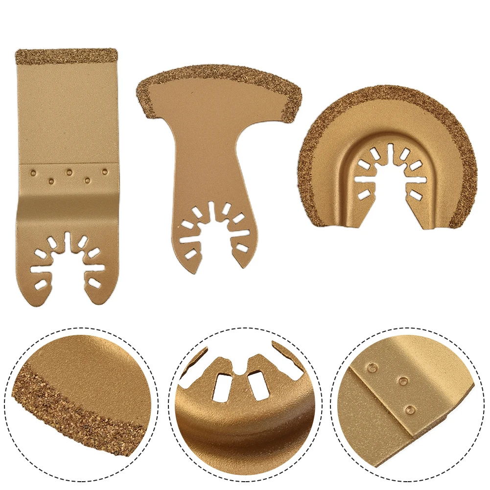Carbide Oscillating Multi Tool Segment Saw Blades Tile Grout Cutter Semicircle E shaped Curved Saw Blade Power Tools 3pcs Set