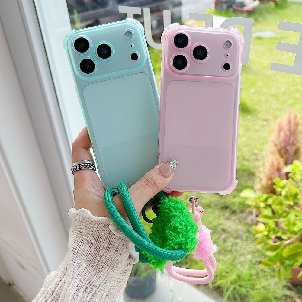 Transparent Anti-Fall Phone Case with Plush Hand Rope