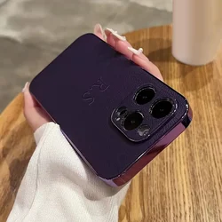 Personalized Luxury Leather Plating Bumper Case with Custom Initials for iPhone 17 Pro Max (Purple)