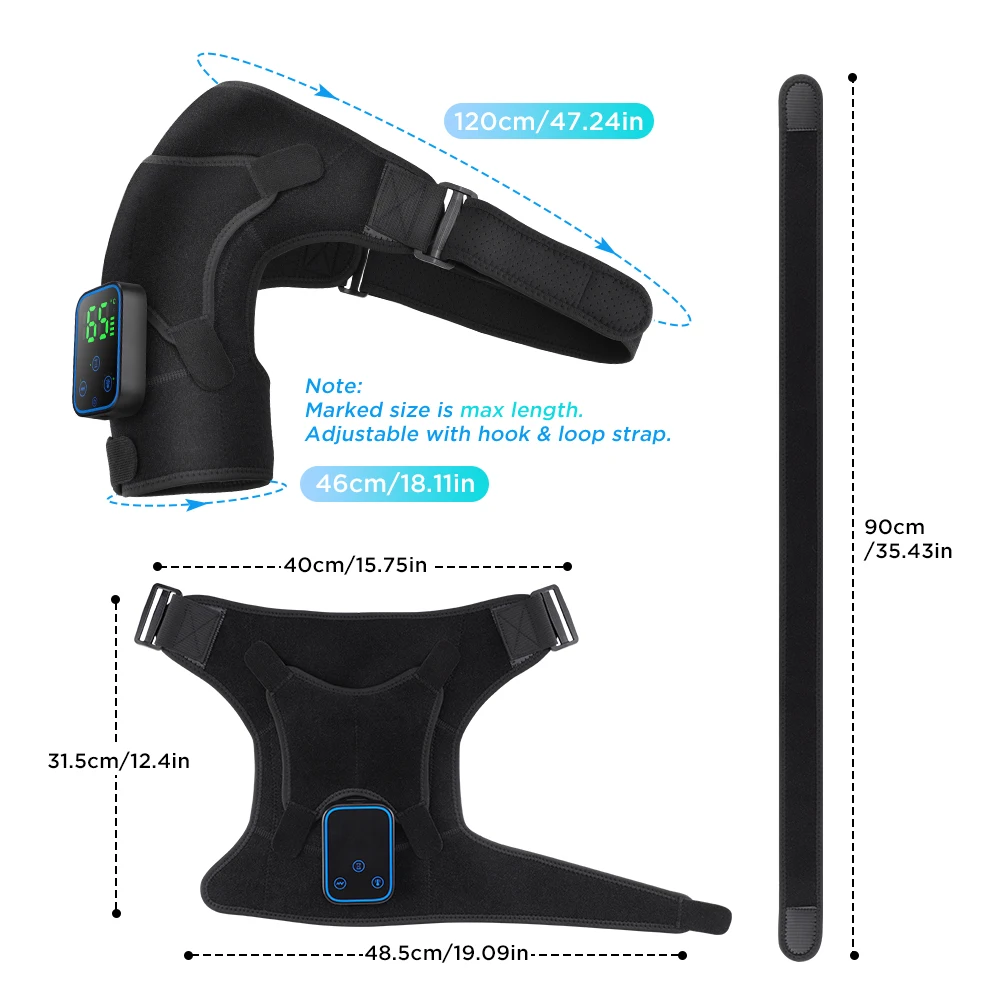 Schulterschutz für Gelenke, 7 verstellbare, beheizte Vibrationspads, Entspannungsmassagegürtel zur Muskelentspannung, Steuerung per App_voghion.com