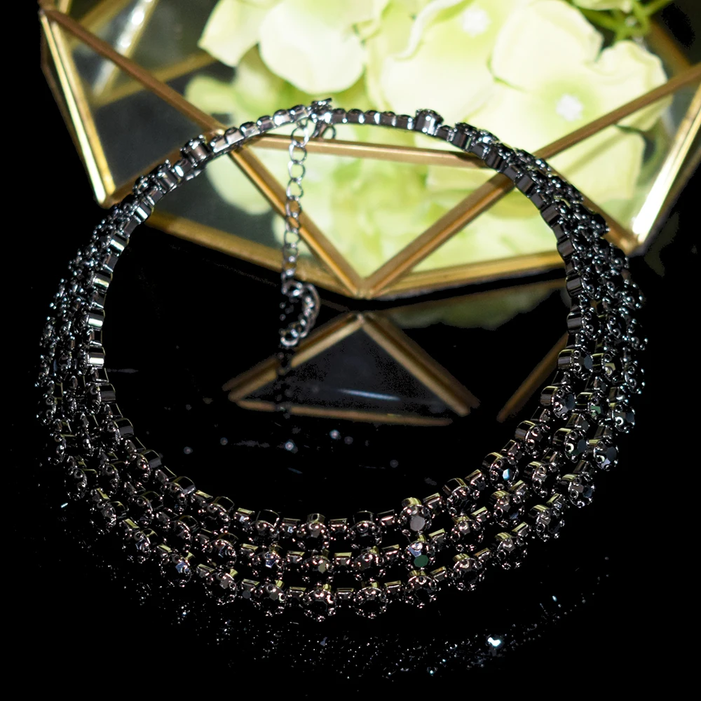 Metal Choker Necklace Fashion Jewelry Accessories 2/3 row Red/blue/yellow For Women