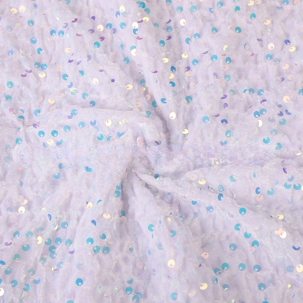 Vibrant Multicolor Sequined Embroidered Velvet Fabric