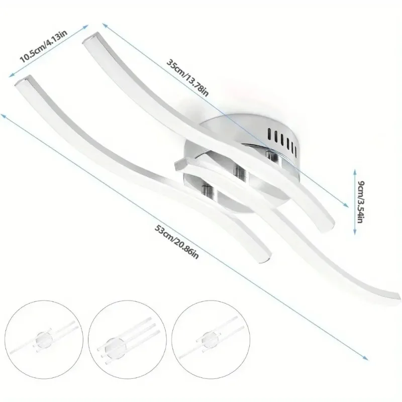 ‌ Lustre LED à 3 bras 21W 5500K avec design ondulé, plafonnier moderne pour salon, chambre à coucher, cuisine, couloir 2