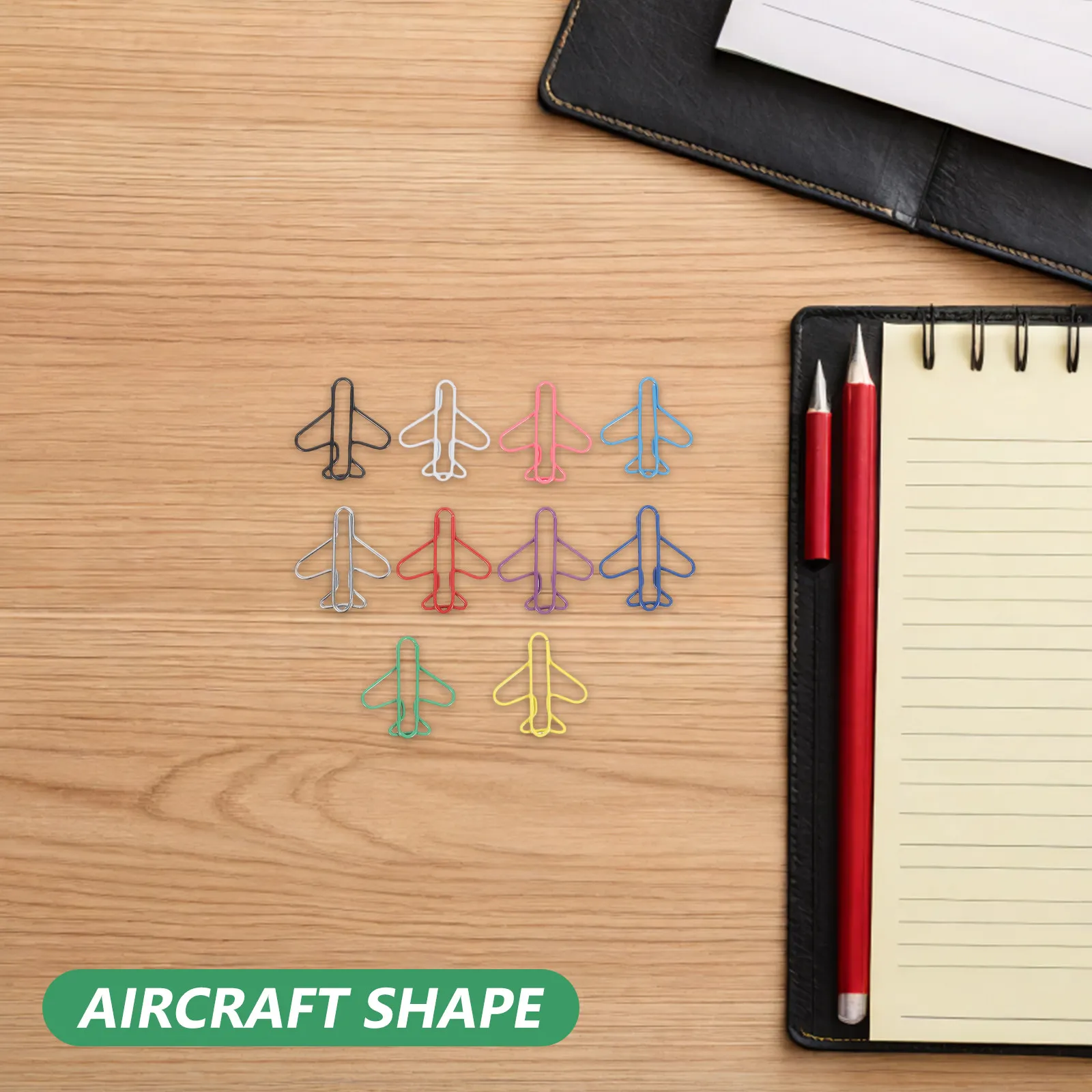 100Pcs 비행기 모양의 종이 클립 크리 에이 티브 금속 메모 클립 장식 플래너 북마크 사무실 학교 용품 참신함