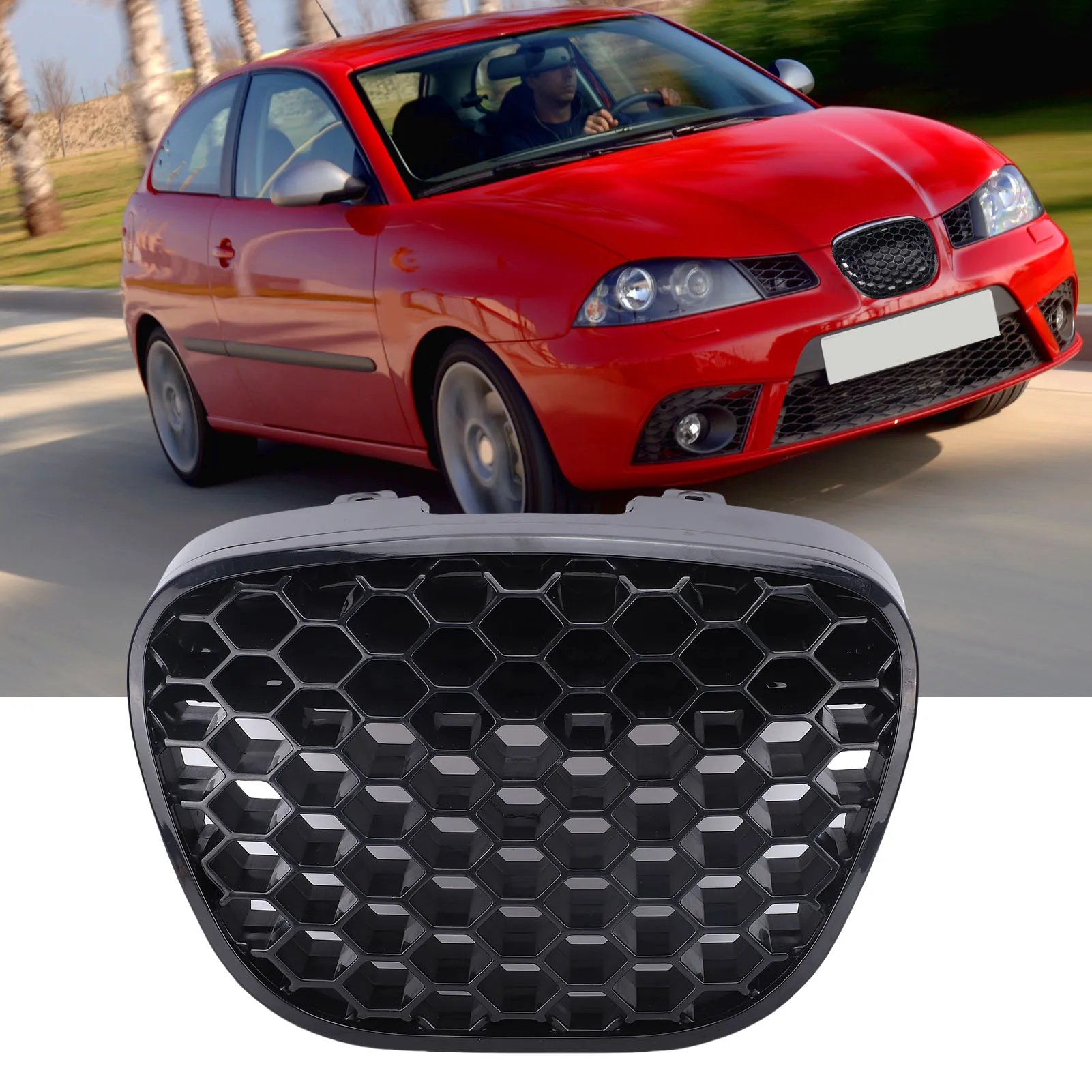 Front Hood Grille 6L0853651D Front Bumper Mesh Upper Center Grill Replacement for SEAT Cordoba Type 6L 2002-2009