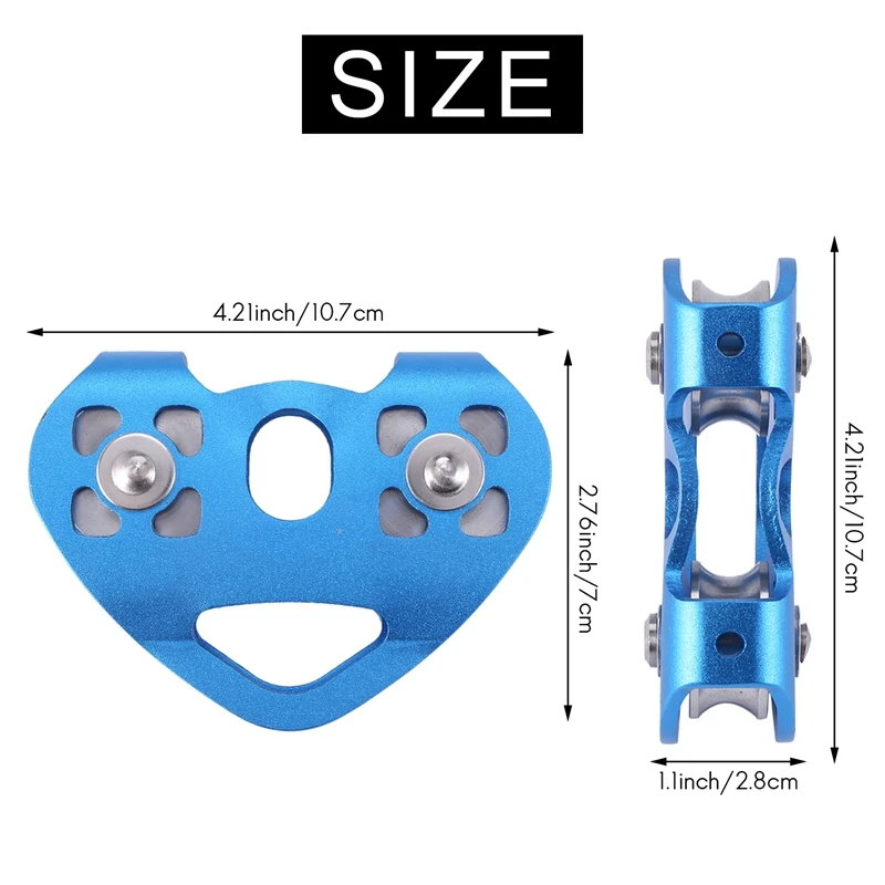 Climbing Pulley Heart-Shape Double Pulley Steel Cable Rope 13Mm 24KN