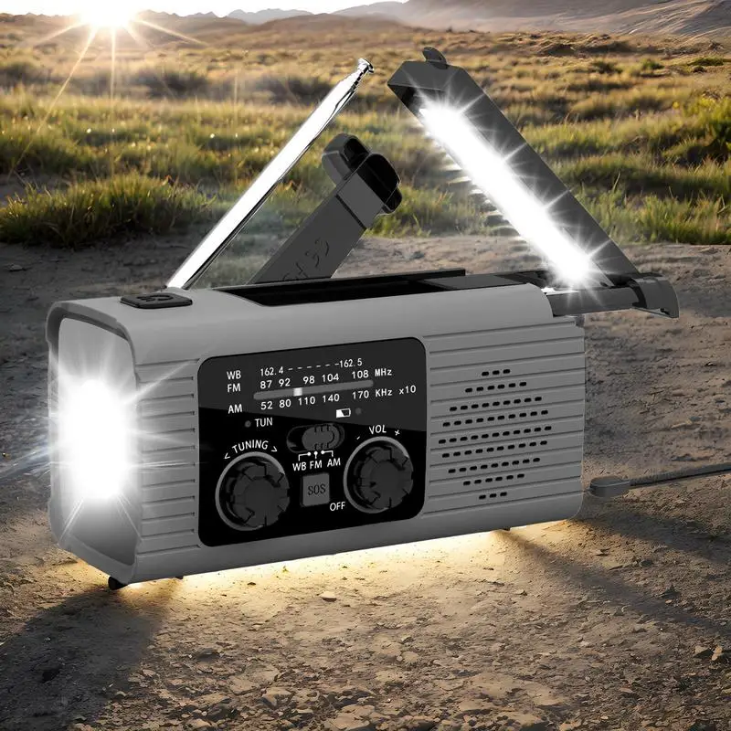 Emergency Hand Crank Rechargeable Radio with Power Bank for Cell Phone 6