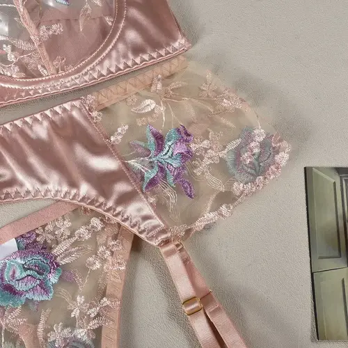 Ellolace Sensual Women Lingerie Fancy Floral Sheen Silk Underwear Transparent Garter Exotic Sets Fairy Luxury Intimate Goods - Image 5