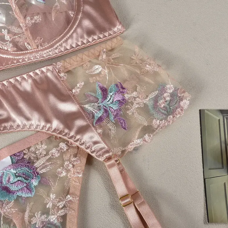 Ellolace Sensual Women Lingerie Fancy Floral Sheen Silk Underwear Transparent Garter Exotic Sets Fairy Luxury Intimate Goods - Image 5
