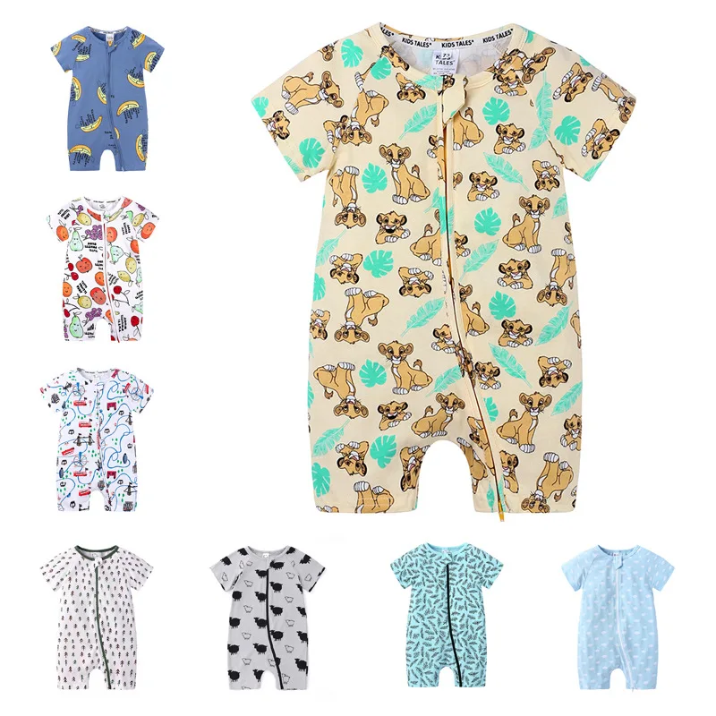 Short-Sleeve Baby Rompers Animal Dinosaur Print Baby Boy Clothes Jumpsuit Summer Onesie Infant Baby Girls Newborn Clothings