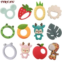 TYRY.HU 1Pc Baby Silicone Teether BPA Free Cartoon Frog Deer Teething Necklace Pendant Nursing Teeth Gift Baby Silicone Teether 1
