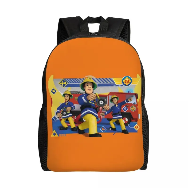 

Custom Fireman Sam Backpack Women Men Basic Bookbag for School College Bags