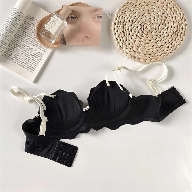 Beauty Back Bow Black Sexy Bras and Panty Sets for Women Cute No Steel Ring Seamless Bras for Small Breasts Lenceria Para Damas