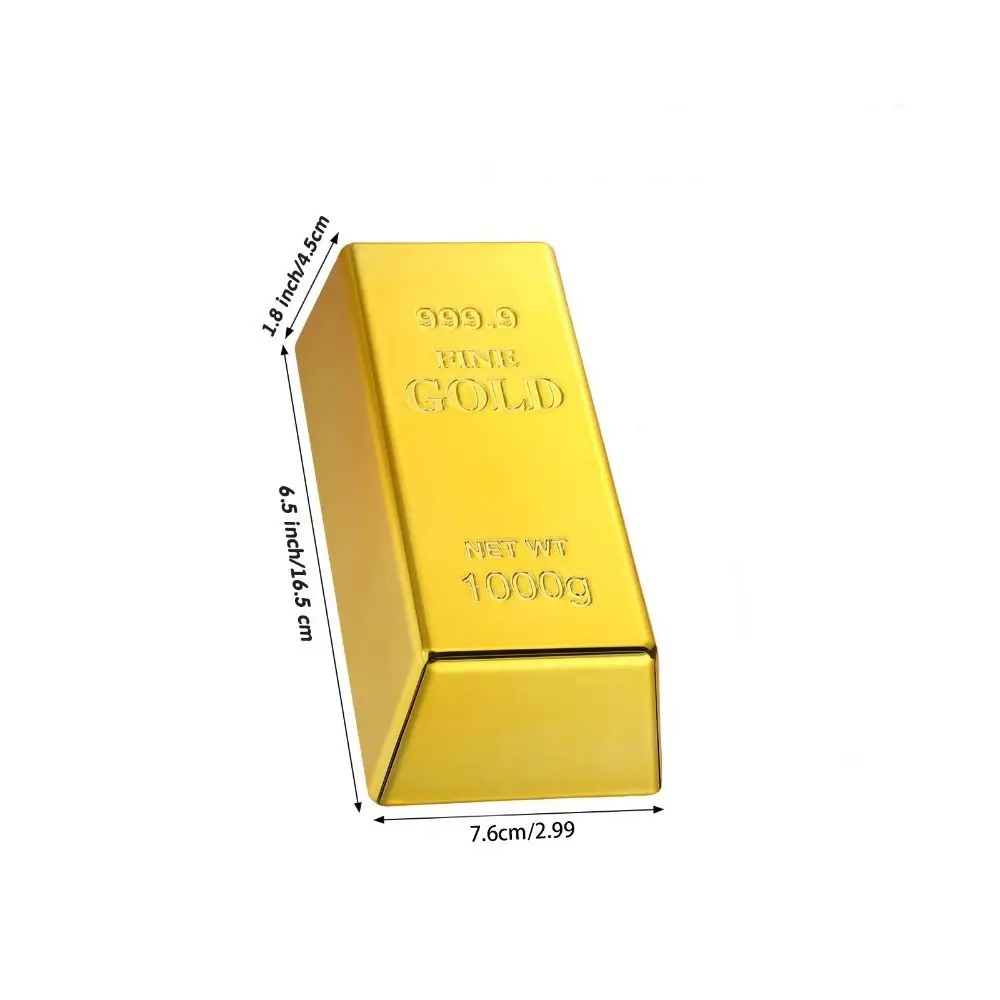 Simulation Fake Gold Bar Glittering Paperweight Bullion Bar Plastic Table Decor Gold Bar Piggy Bank Novelty Gift