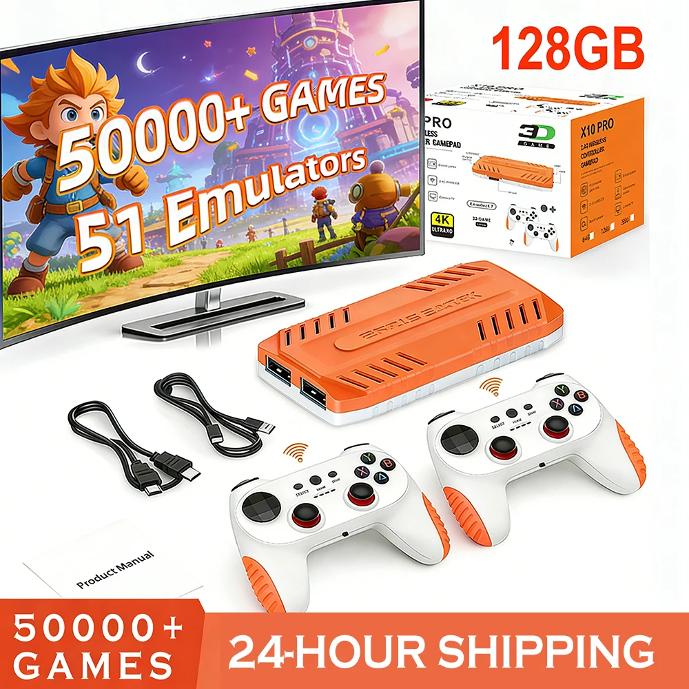 Nouvelle console de jeu vidéo 4K X10 PRO 128 Go 2026 avec jeux 3D intégrés, 50K jeux, plus de 40 émulateurs, jeux rétro et deux manettes 2.4G 1 Nouvelle console de jeu vidéo 4K X10 PRO 128 Go 2026 avec jeux 3D intégrés, 50K jeux, plus de 40 émulateurs, jeux rétro et deux manettes 2.4G 1