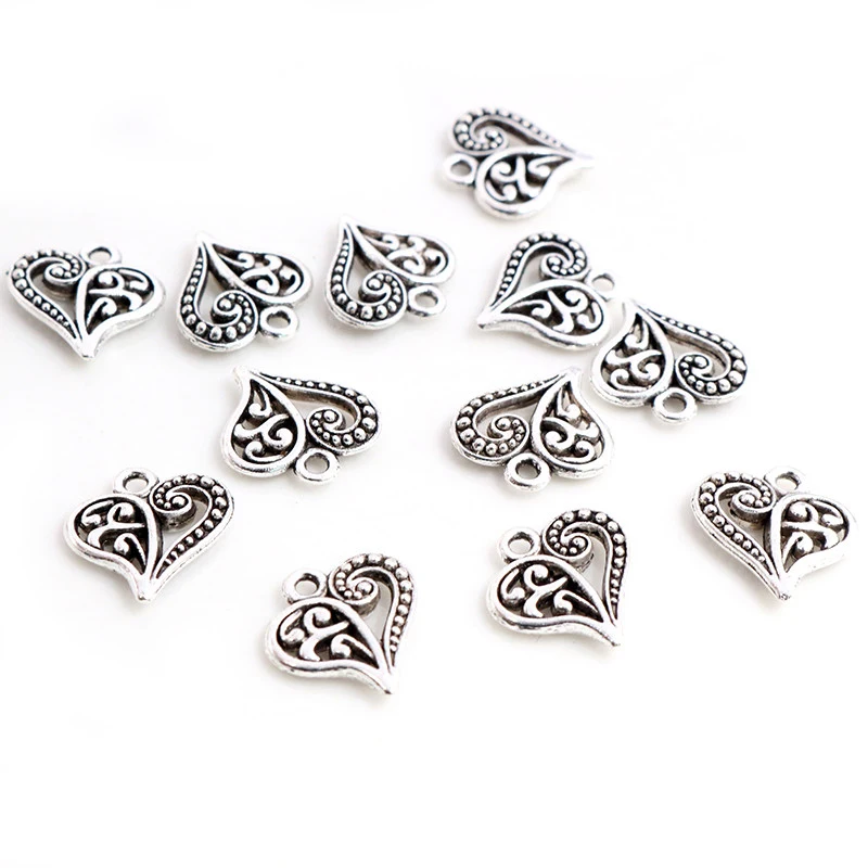 Antique Tibetan Heart Pendant in Vintage Bronze Silver