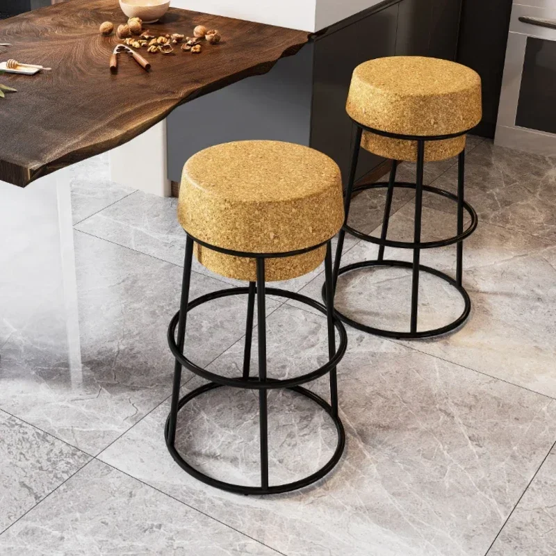 Minimalist Chairs Bar Chair Counter Stool Restaurant Wooden Cafe Metal Leather Armchair Elegant Vintage Dining Luxury Furniture