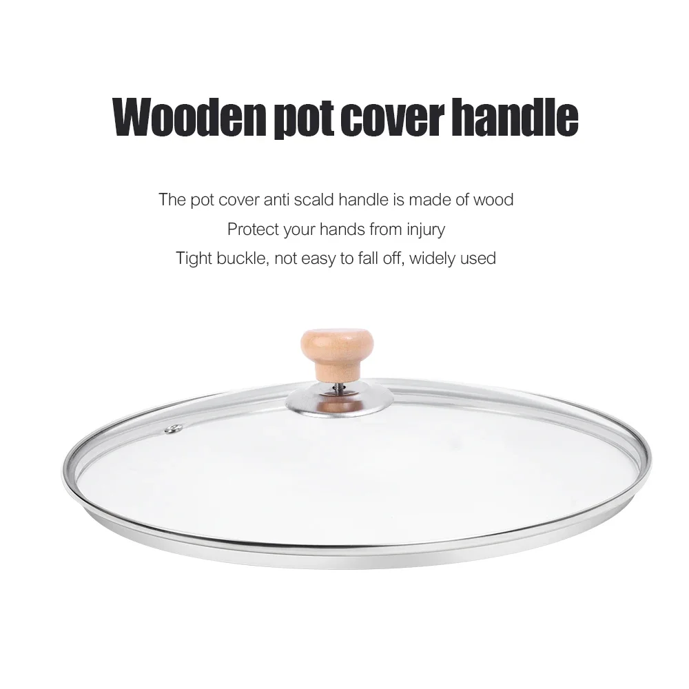Pot Lid Handles 2/1Pcs Wood Pot Cover Handle Lid Handle Stainless Steel Universal Anti-scald Cover Kitchen Cookware Part Sturdy Knobs Accessory