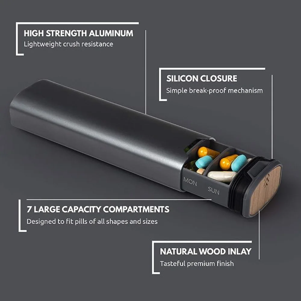 1pcs Pill Organizer Weekly Travel Pill Box 7 Days Daily Pill Case Container Dispenser To Hold Vitamins Medication Supplements