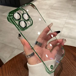 Luxury Clear Plating Frameless Thin Transparent Bumper Cover - iPhone 15 Plus (Green)