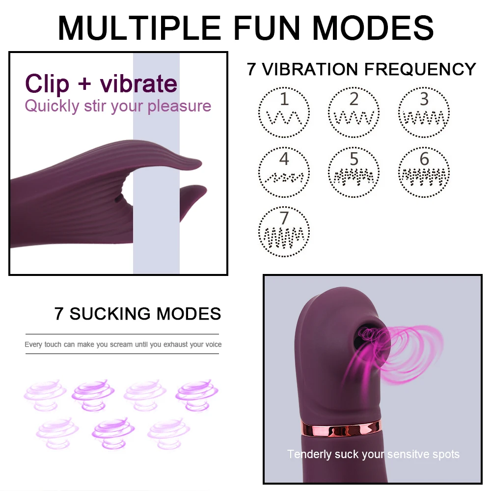 IN 1 2 Morsetti per capezzoli Vibratori succhiatori per donne Clitoride Sucker Ingrandimento del seno Giocattoli anali Masturbatore femminile_voghion.com