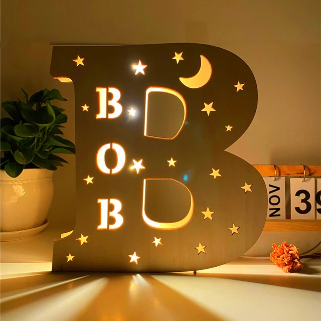 Veilleuse LED USB personnalisée avec nom personnalisé pour enfants, lampe  en acrylique pour chambre de bébé, décoration de la maison, cadeau  d'anniversaire - AliExpress