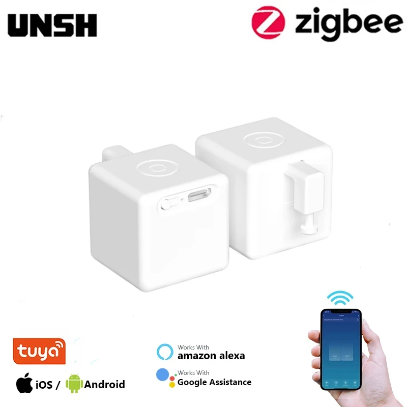 Tuya Zigbee Smart Tpye-C Rechargeable Touch Fingerbot Plus Robot Button Pusher Arm Switch Support Alexa Google Home Alice Smart Fingerbot 1/3Pcs