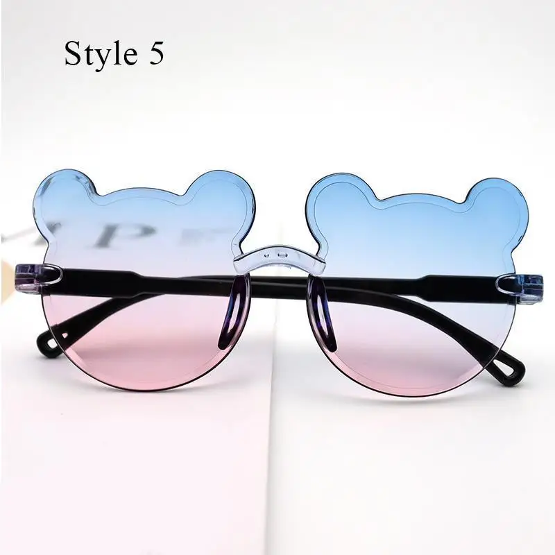 Fashion Sunglasses Kids Sunglasses Children Sunglasses Party Sunglasses Cosplay Sunglasses Kids Sun Sunglasses Bear Shape Children Glasses Cartoon Rimless UV400 Child Eyeglasses Outdoor Anti-Glare Girls Boys Sunglasses