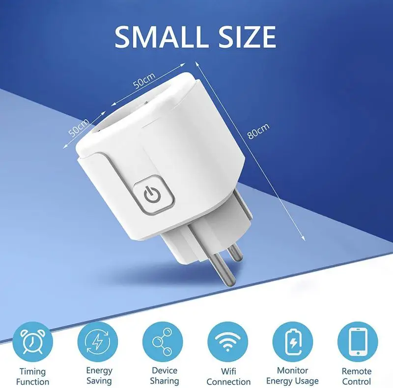AUBESS 16/20A 스마트 소켓 WiFi 플러그 EU 전원 모니터 타이밍 기능 Alexa Google Home Yandex 용 Tuya 스마트 홈 소켓 콘센트