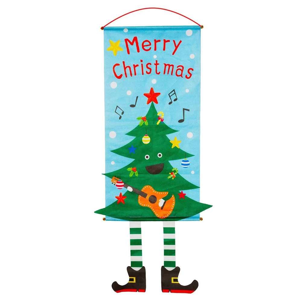 1Pc Christmas Door Banner Santa Claus Snowman Hanging Ornament Flags Christmas Decoration for Home Nonwoven Fabric Porch Flag