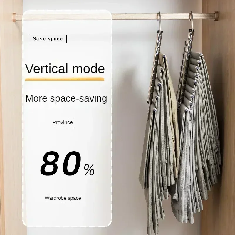 Folding Magic Pants Hangers 5/9layers Stainless Steel Space Saving Clothes Rack Organizer For Wardrobe Trousers Jeans Scarf 2