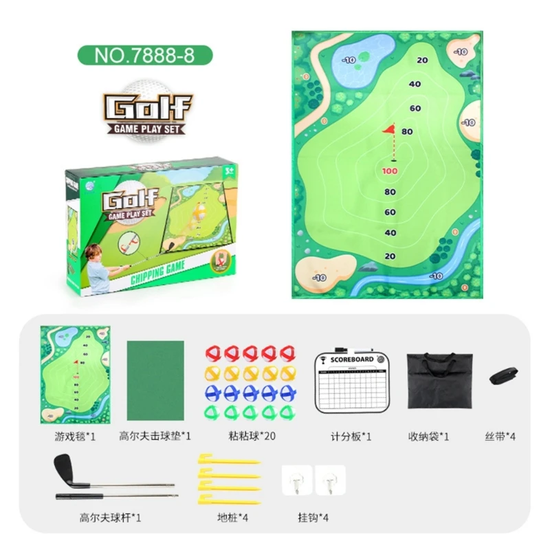 

Golf Chipping Game Indoor Practice Golf Practice Mat and Board Mat Set Golf Hitting Mat Golf Training Mat Set