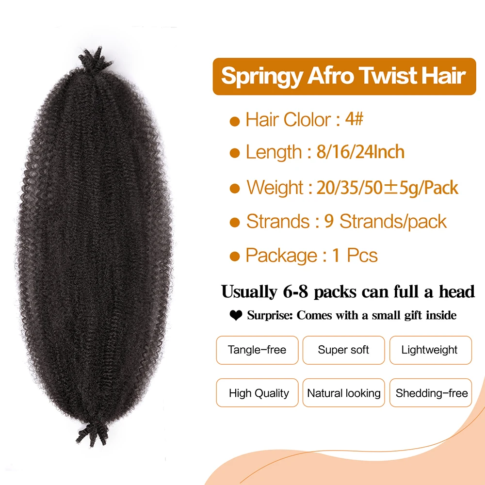 Pre Separated Springy Afro Twist Hair Ombre Blonde Brown 18 Inch Afro Kinky Marley Twist Braiding Hair Synthetic Crochet Hair 2