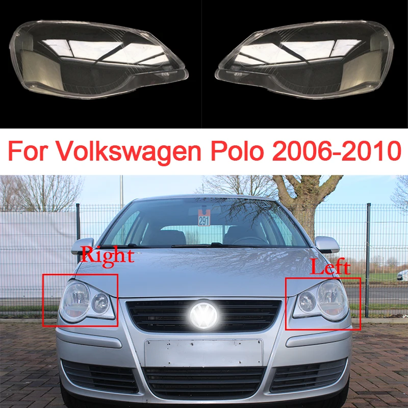 

Car Front Headlight Cover For VW Polo 2006-2011 Left/Right Plexiglass Headlamp Lens Transparent Lampshade Car Accessories