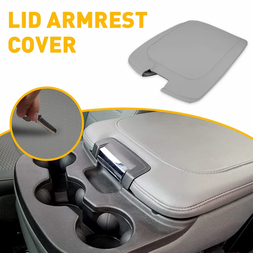 Gray Vinyl Center Console Lid Cover For 2013-2018 Ram 1500/2500/3500 | Armrest Skin 3 thumbnail image