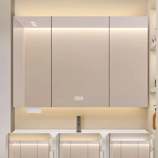 Modern Wall-mounted Mirror Cabinet Stainless Steel Lighted & Anti-fog Smart Mirror Cabinets Designer Bathroom Furniture FYMC 1