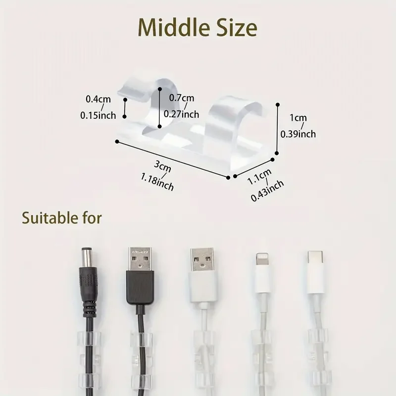 Cable Clips Organizer Self-Adhesive Drop Wire Holder Cord Management Tidy Fixed Clamp For TV Wire USP Cable Home Office 20Pcs