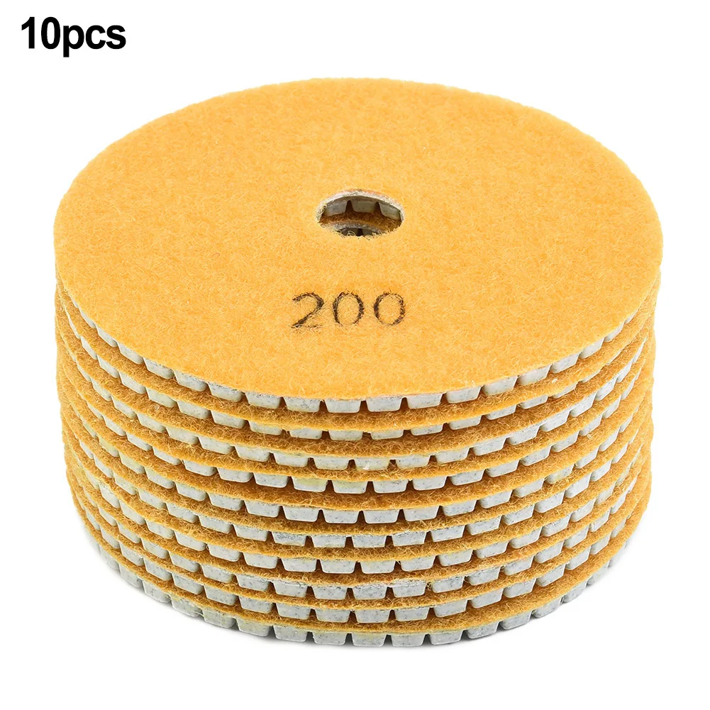 

10pcs Diamond Polishing Pads Kit 4inch Wet/Dry Granite Concrete 0.12inch Height Marble Glass Stone Sanding 30grit-10000grit