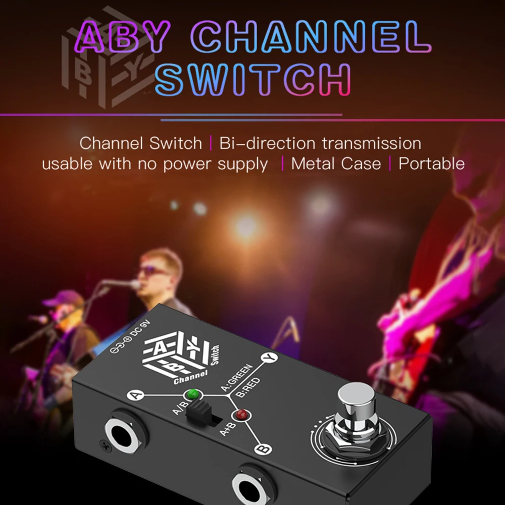 Guitar Effect Pedal Guitar Pedals ABY Box Line Selector AB Switch Mini Effect Pedal Bidirectional Transmission Anti-slip Support A/B or A and B Mode
