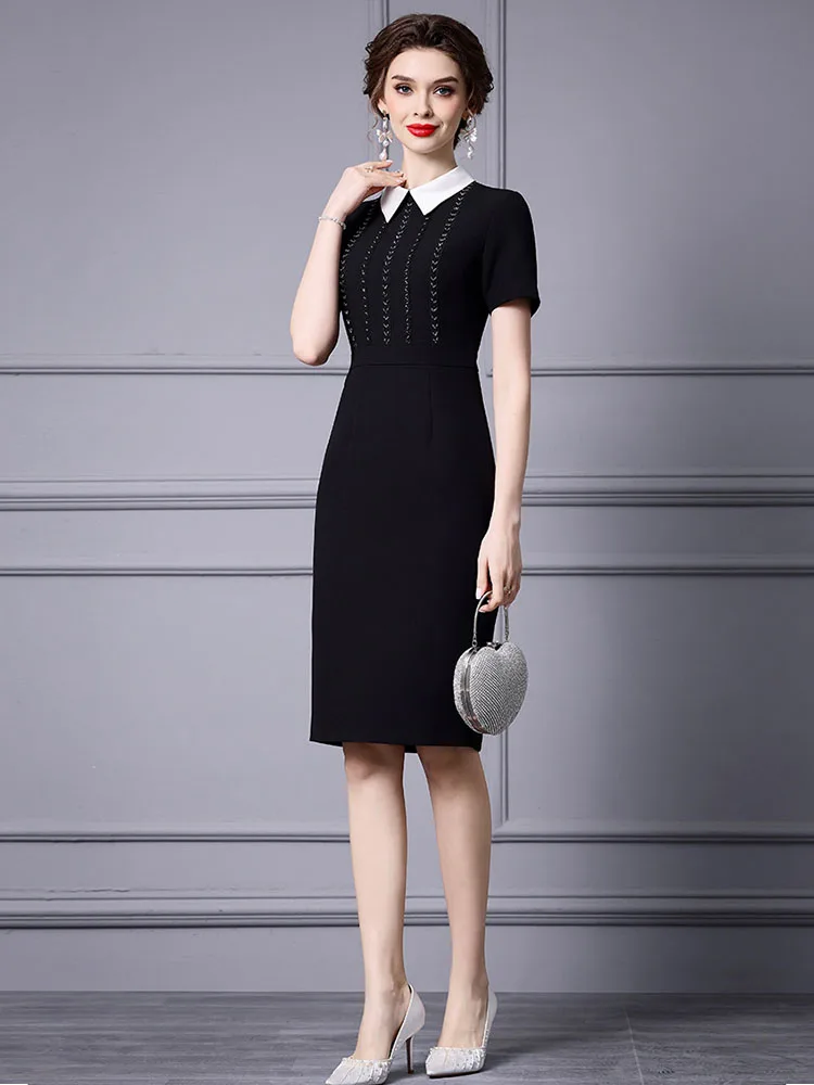 

Маленькое черное платье Gedivoen с французским лацканом, летнее благородное платье с короткими рукавами, новинка 2024