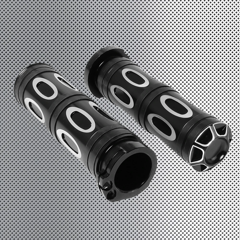 

CNC Aluminum Black MotorcycleHandle Bar Hand Grips For Harley Sportster Touring Road Gilde Dyna Softail Custom