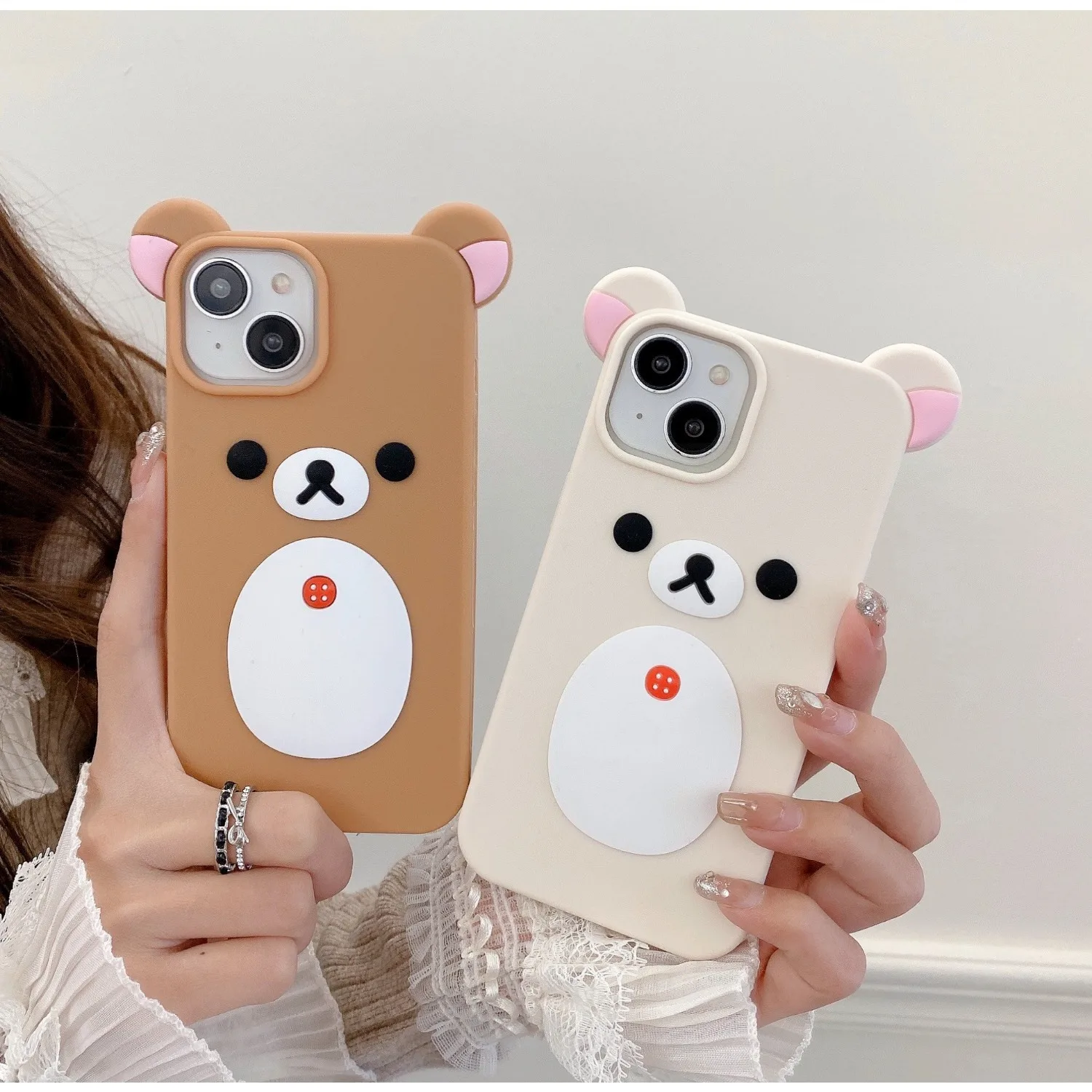 Adorable Cartoon Rilakkuma Liquid Silicone Protective Case - Soft, Durable, and Dustproof