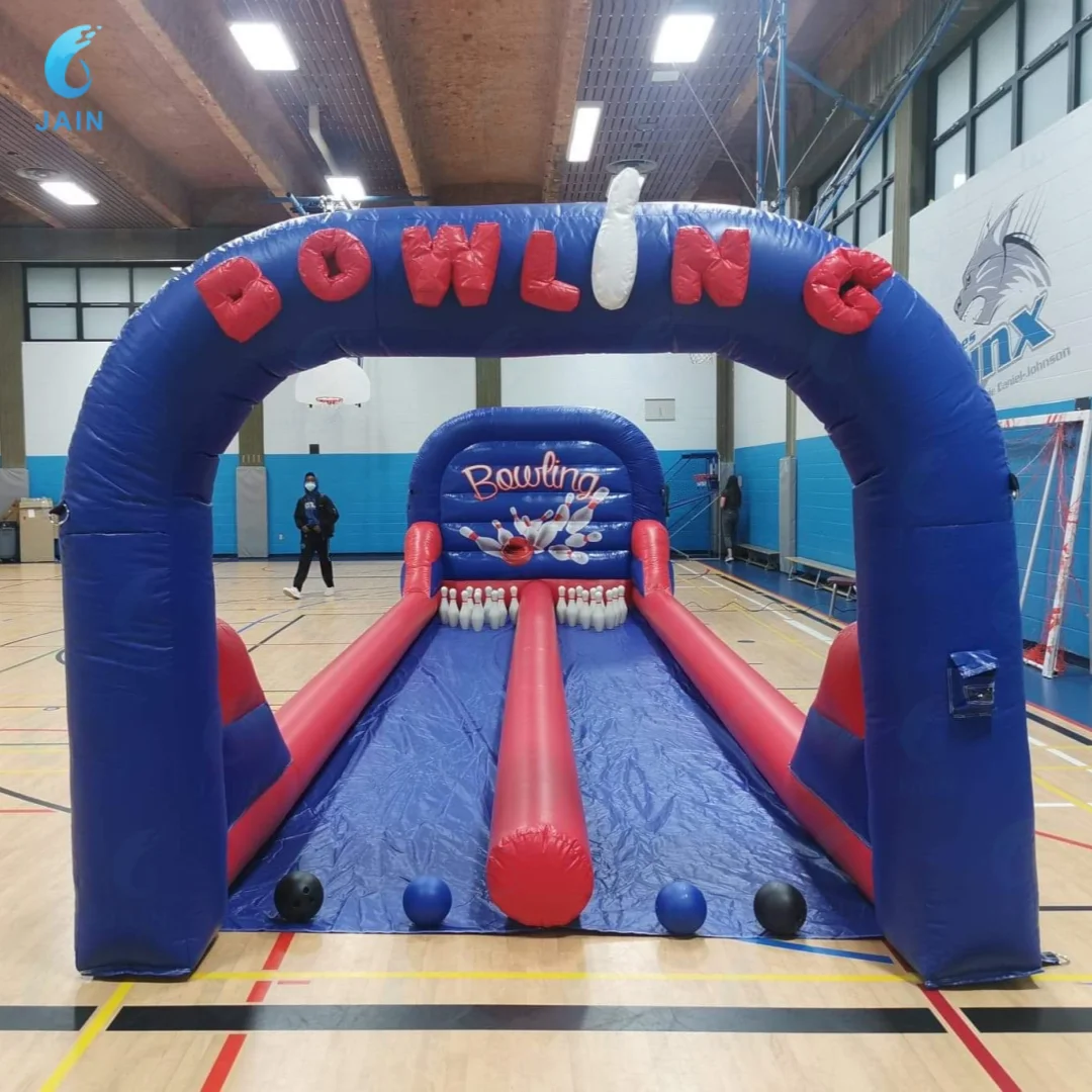 Large Carnival Game Inflatable Bowling Alleys Double Inflatable Bowling Lane with Pins for Kids and Adults for Party 6m