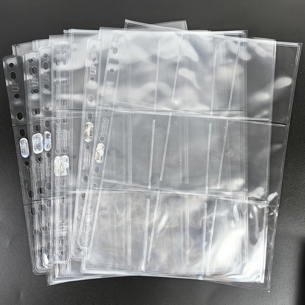 Platinum Series Trading 9 Grid Transparent Card Sheet 11-Hole Punch Clear Card Pages Storage Album Fit 3Ring Binder