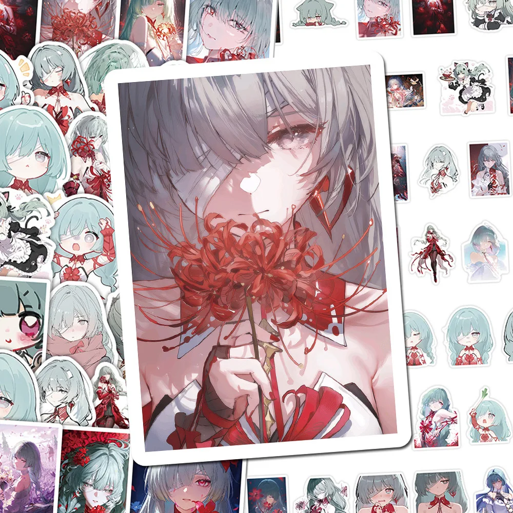 68Pcs 게임 Wuthering Waves Phrolova 애니메이션 스티커 귀여운 캐릭터 노트북 기타 자전거 노트북 스케이트 보드 장식 데칼