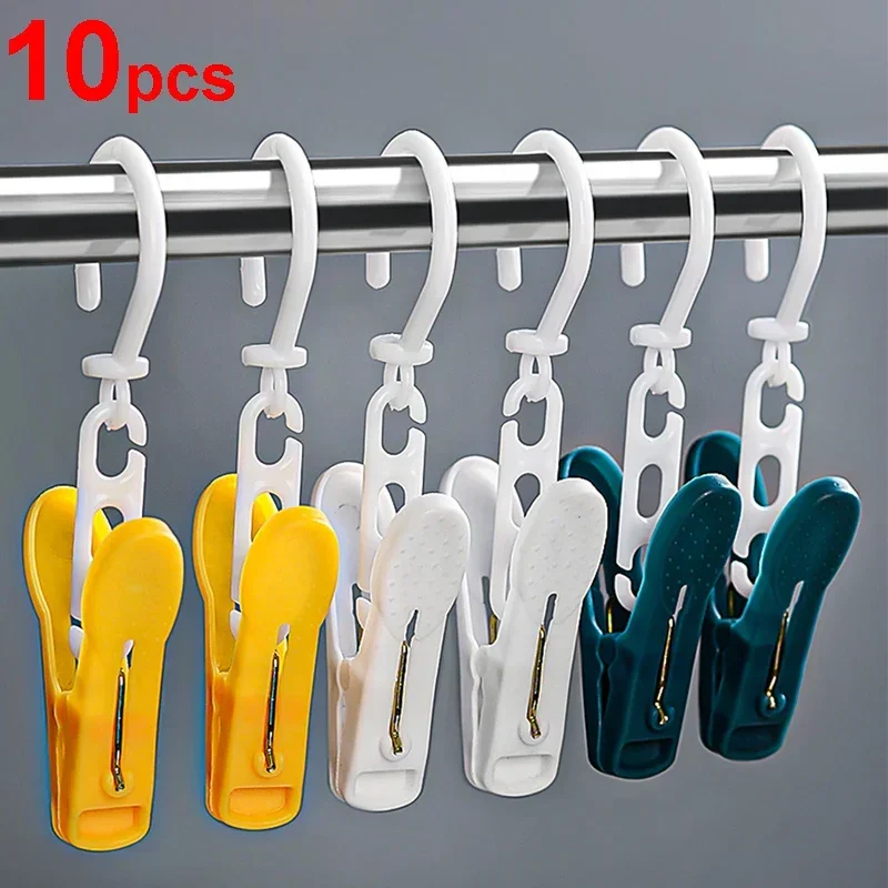 Clothespins with Hooks Windproof Clips Clothes Pegs Towel Hanging Clips Rotatable Drying Clip Hats Socks Air-dry Clips Home