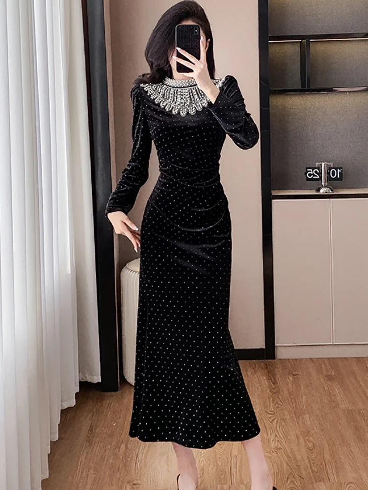 white christmas dresses korean velvet maxi – visionbabz