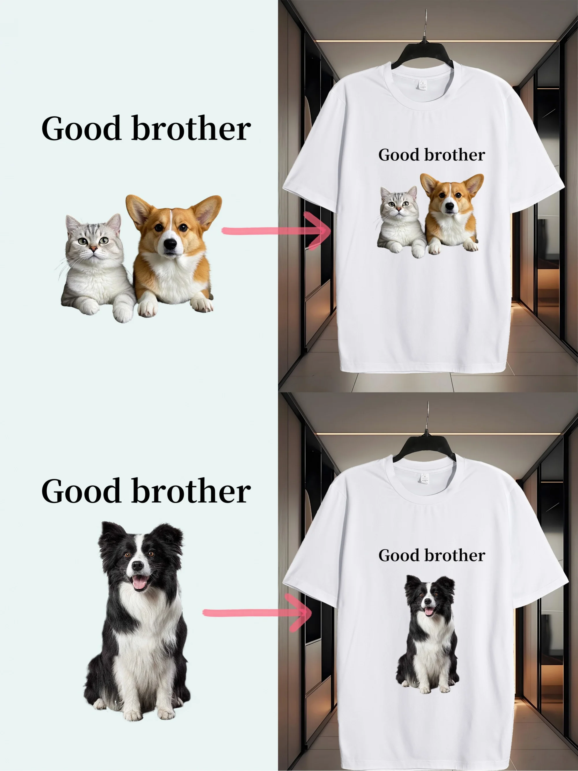 Personalized Round Neck White T-Shirt with Custom Photo and Text