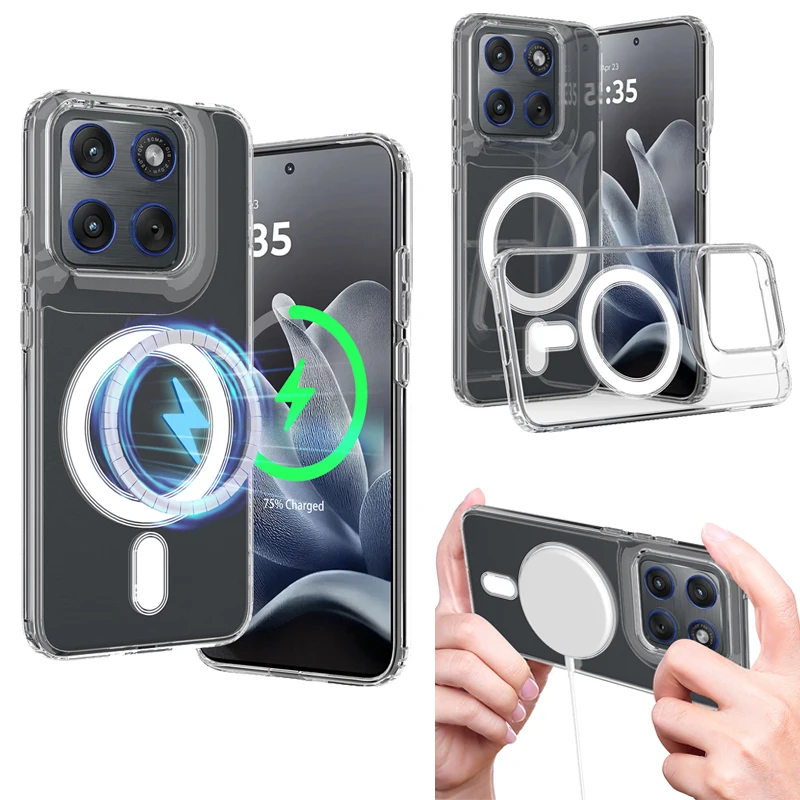 Magnetic Shockproof Transparent Hard Edge Case