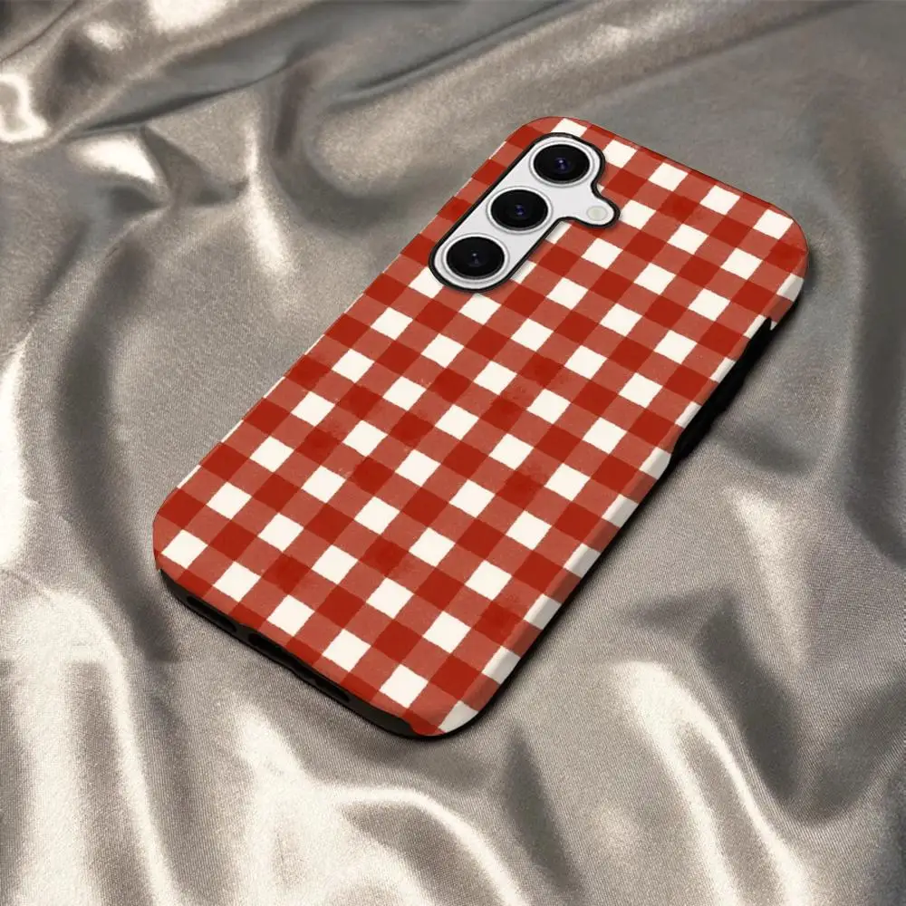 Vintage Red Gingham Glossy HD Phone Case - Durable Hard PC Cover